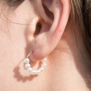 Gold Pearl Hoop Earrings